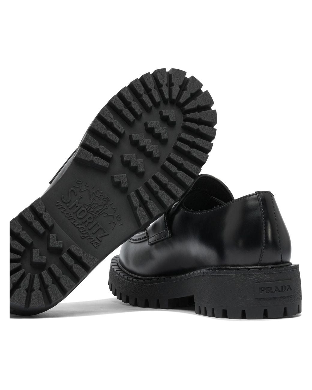 Prada Black Logo Plaque Slip-On Loafers for men