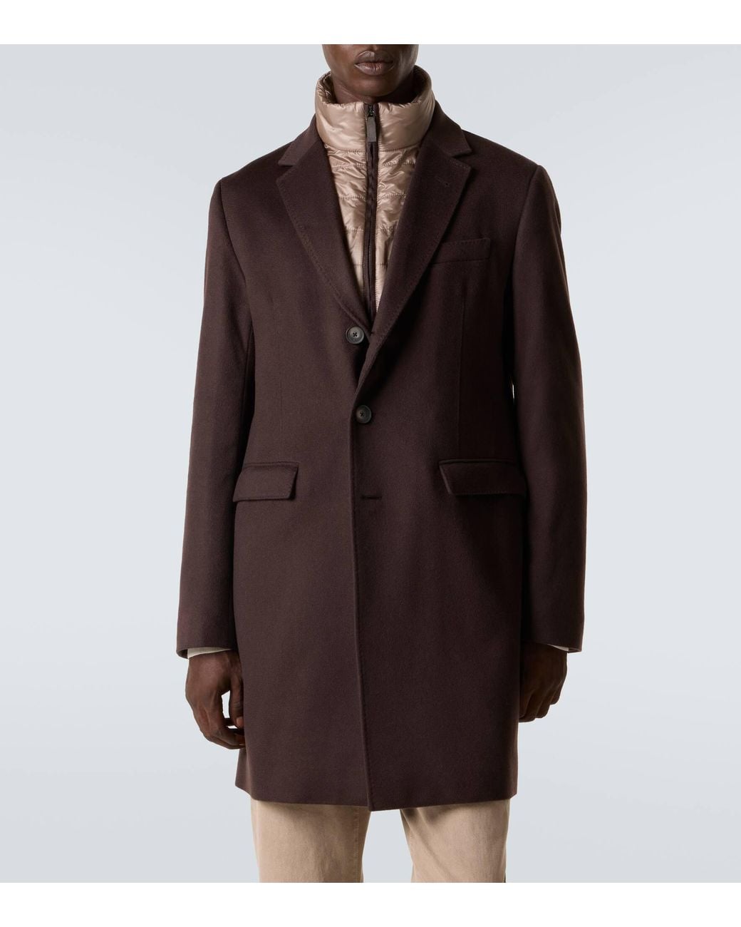 Herno Brown Collared Coat for men