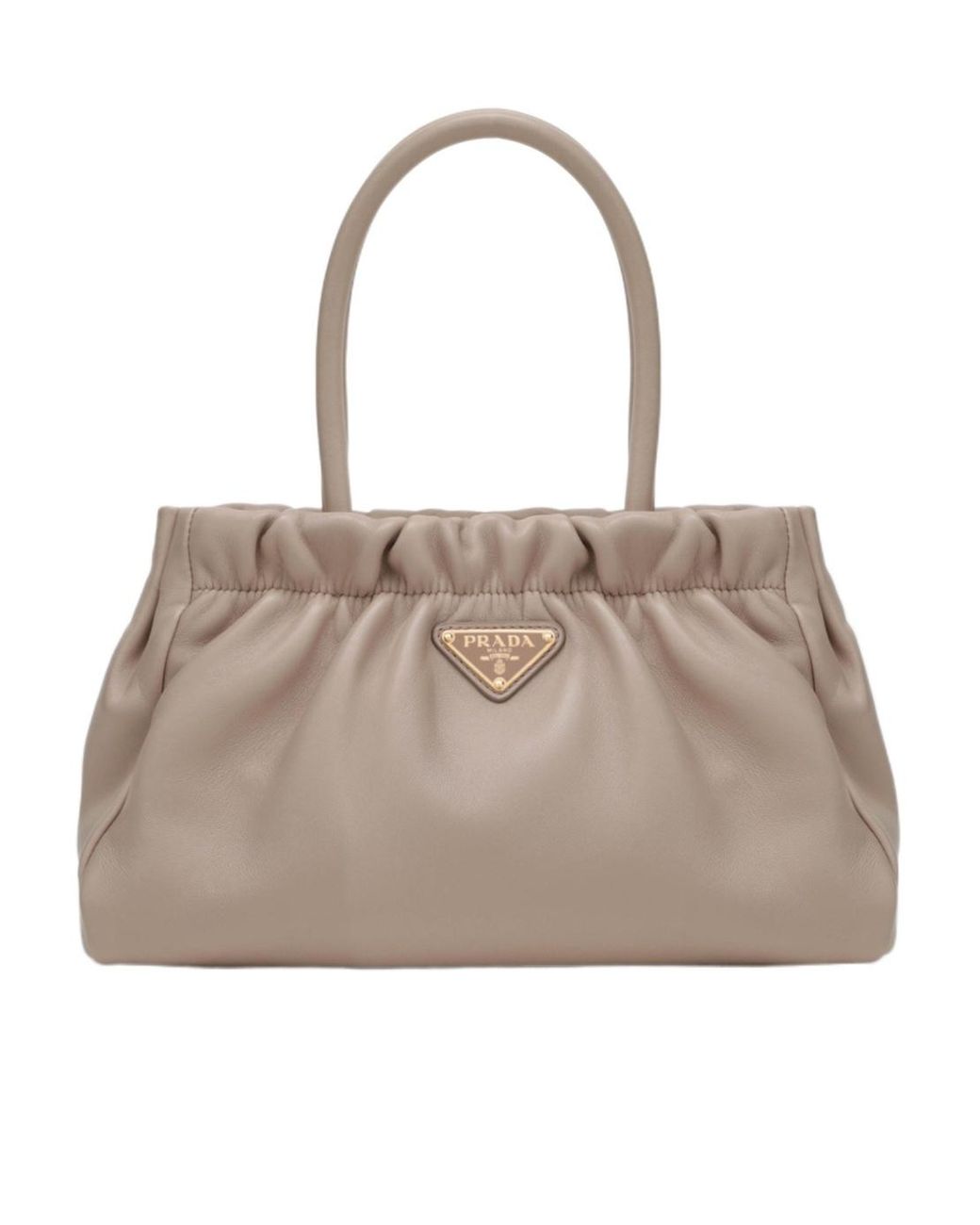 Prada Natural Double Handle Shoulder Bag