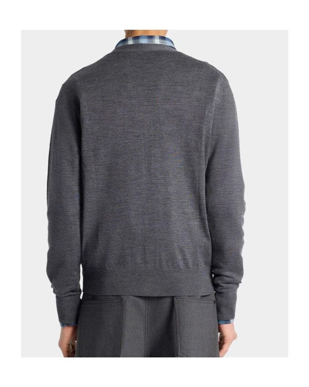 DSquared² Gray Embroidered-Logo V-Neck Cardigan for men