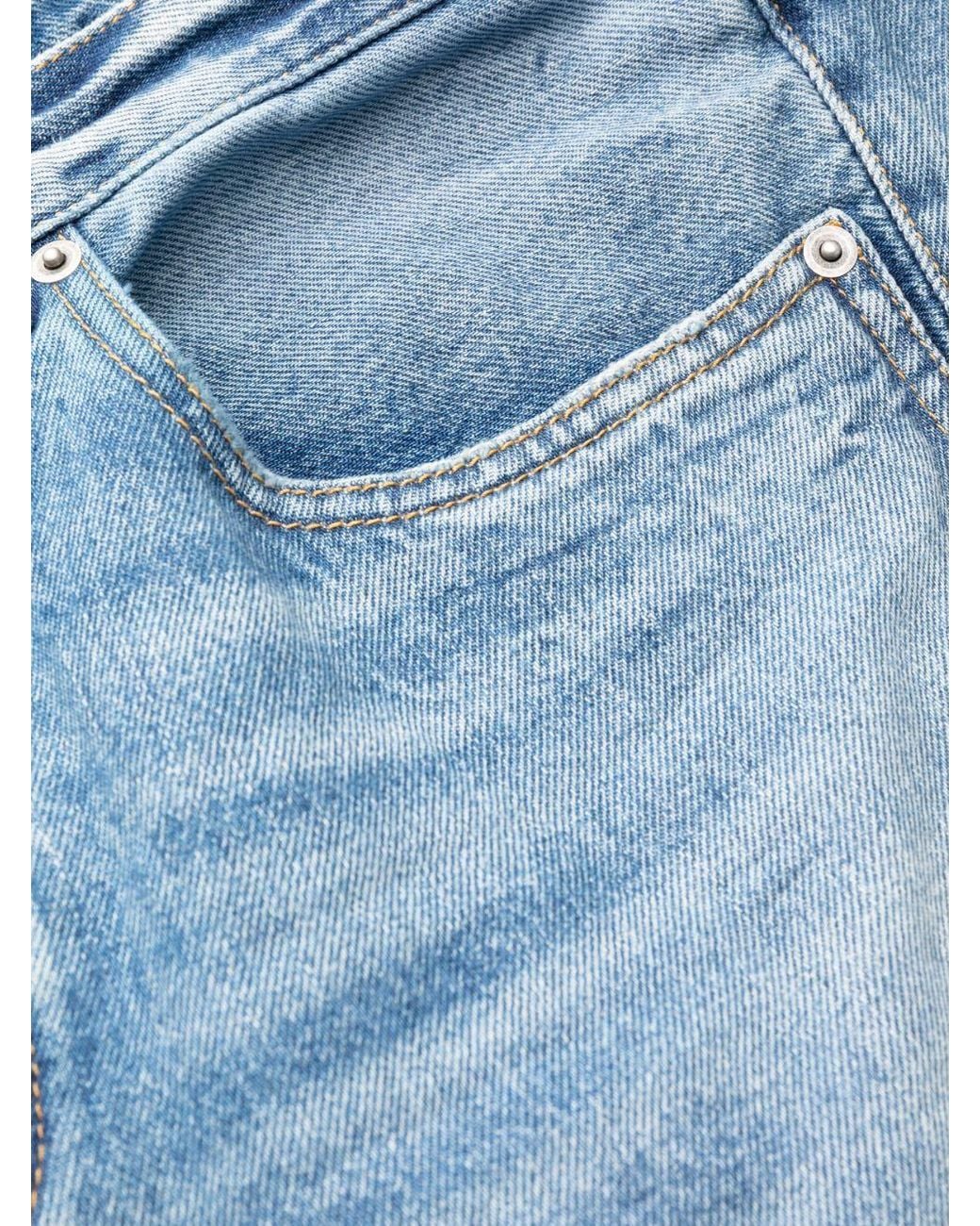 Saint Laurent Blue Button Detailed Straight Leg Jeans for men