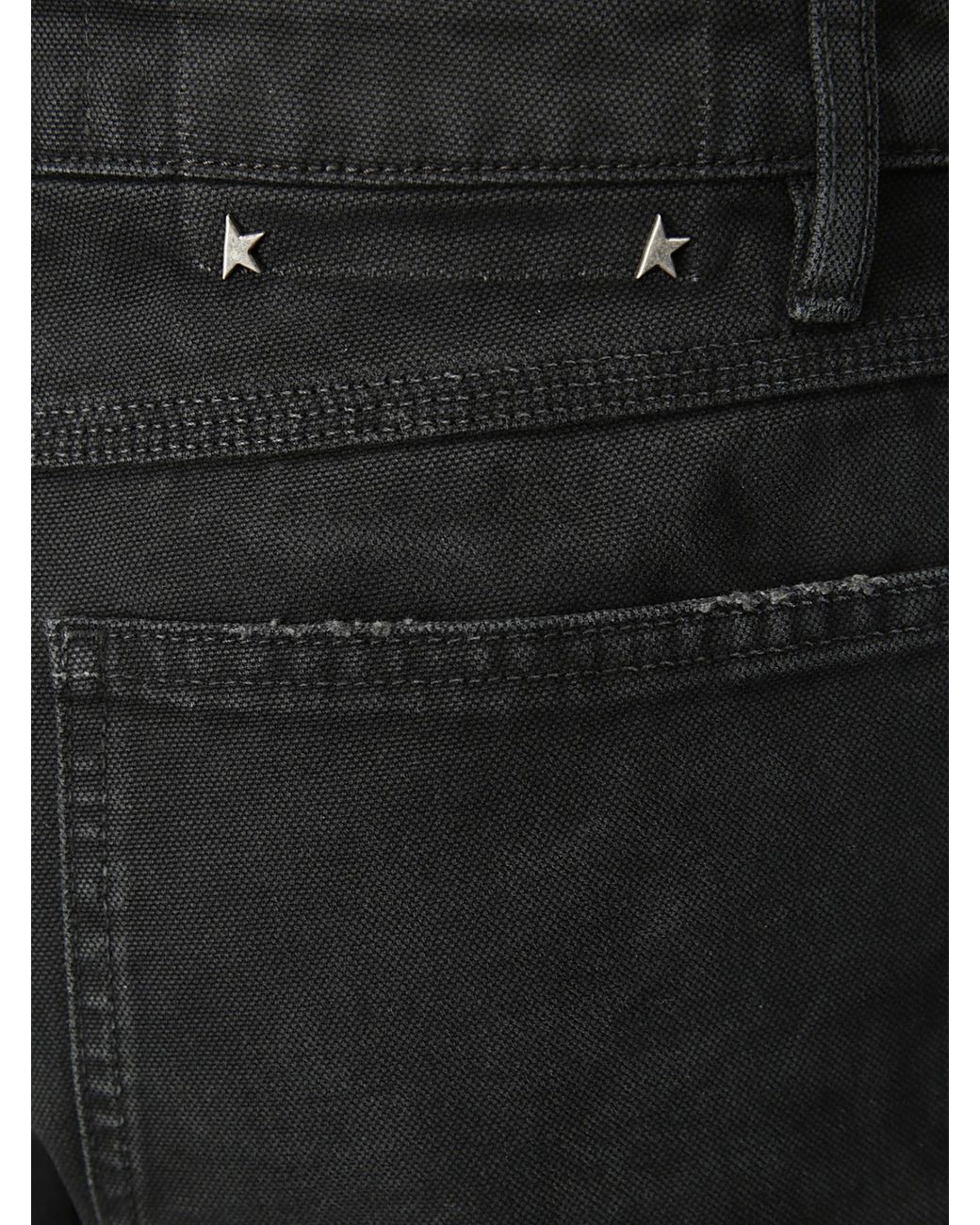 Golden Goose Deluxe Brand Black Distressed Cotton Jeans With Front Patches