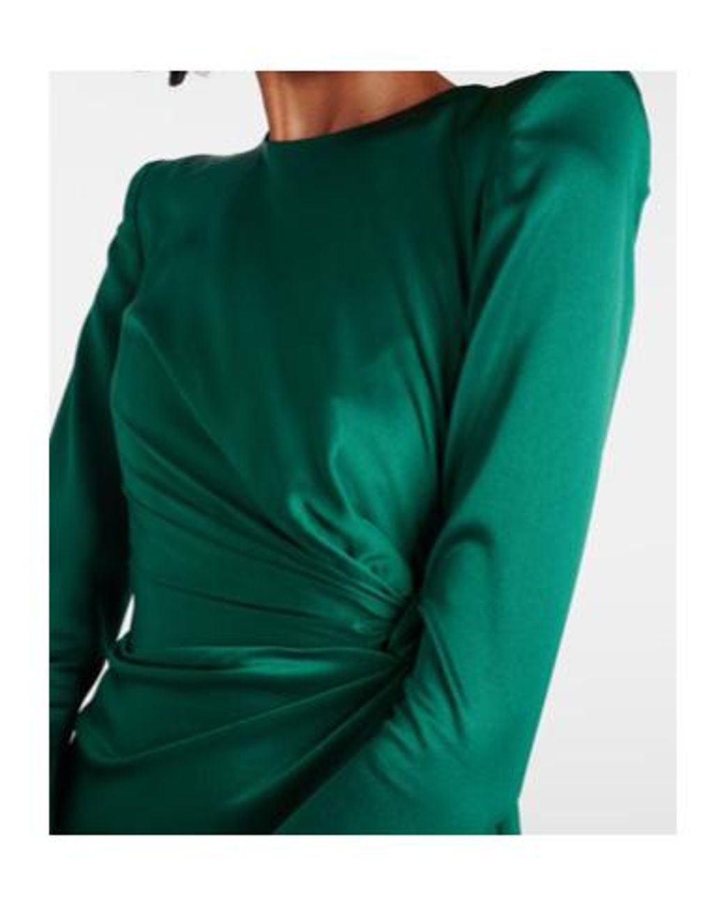 Alex Perry Green Draped Satin Crepe Midi Dress