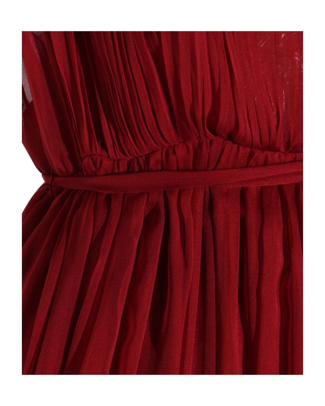 Alberta Ferretti Red Pleated Cape Maxi Dress