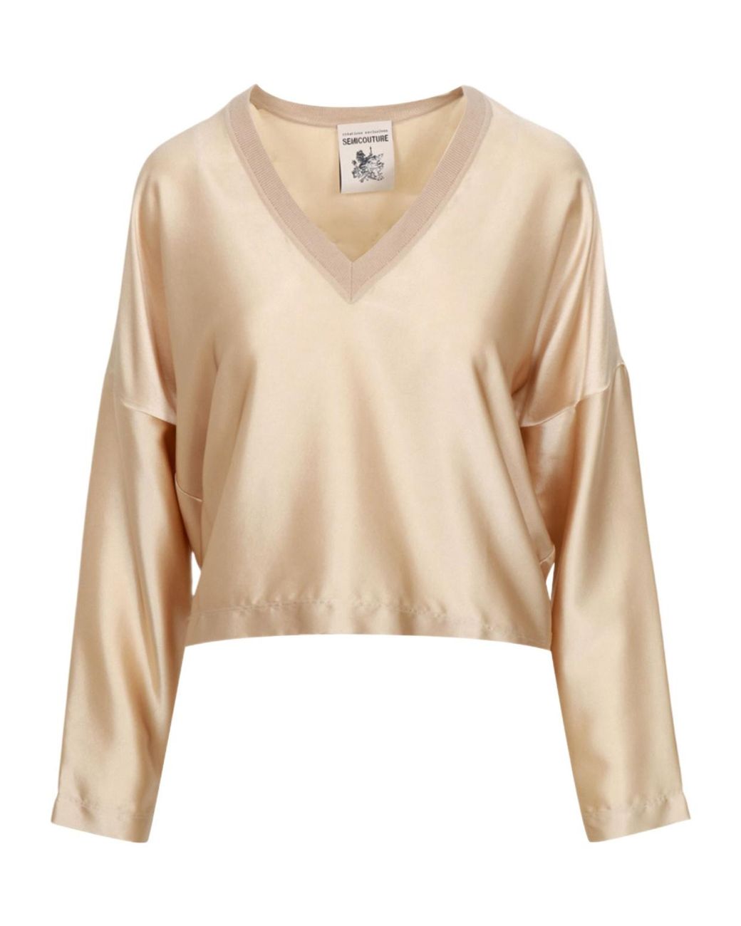 Semicouture Natural V-Neck Knitwear