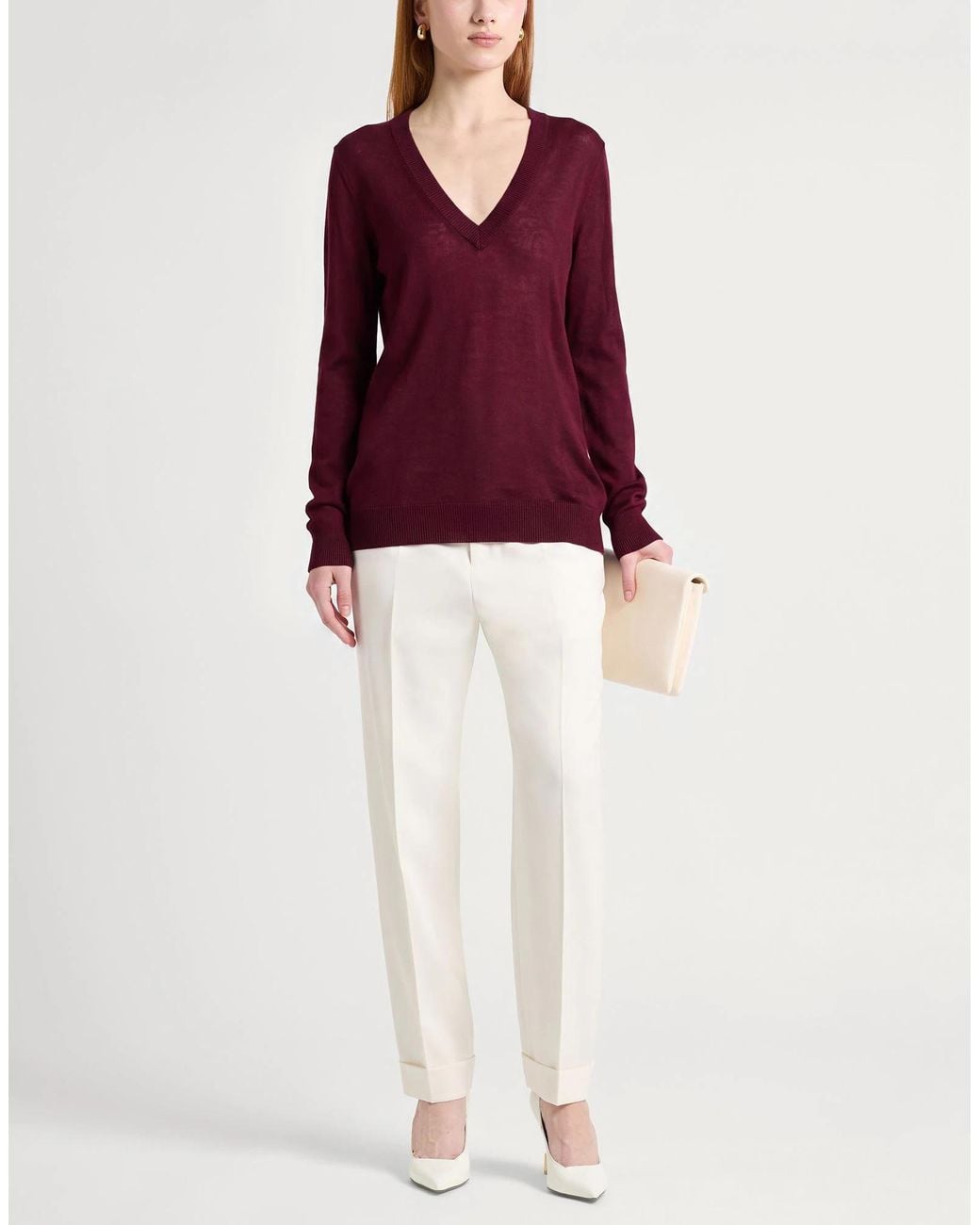 Saint Laurent Red Solid-Color Lightweight Knitwear