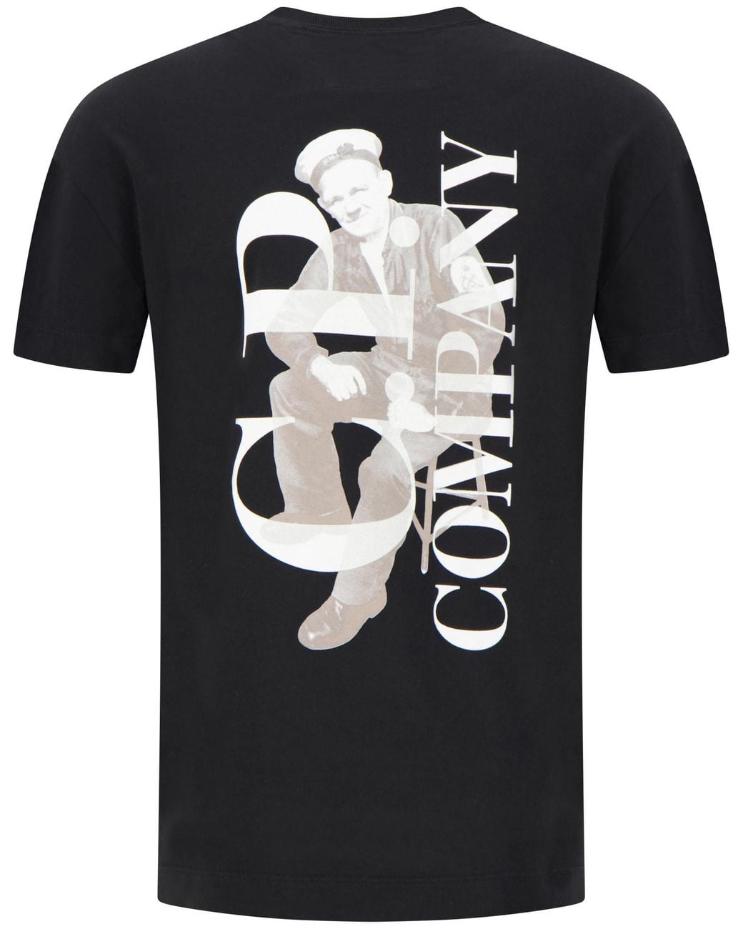 C P Company Black Logo-Print Graphic-Print T-Shirt for men