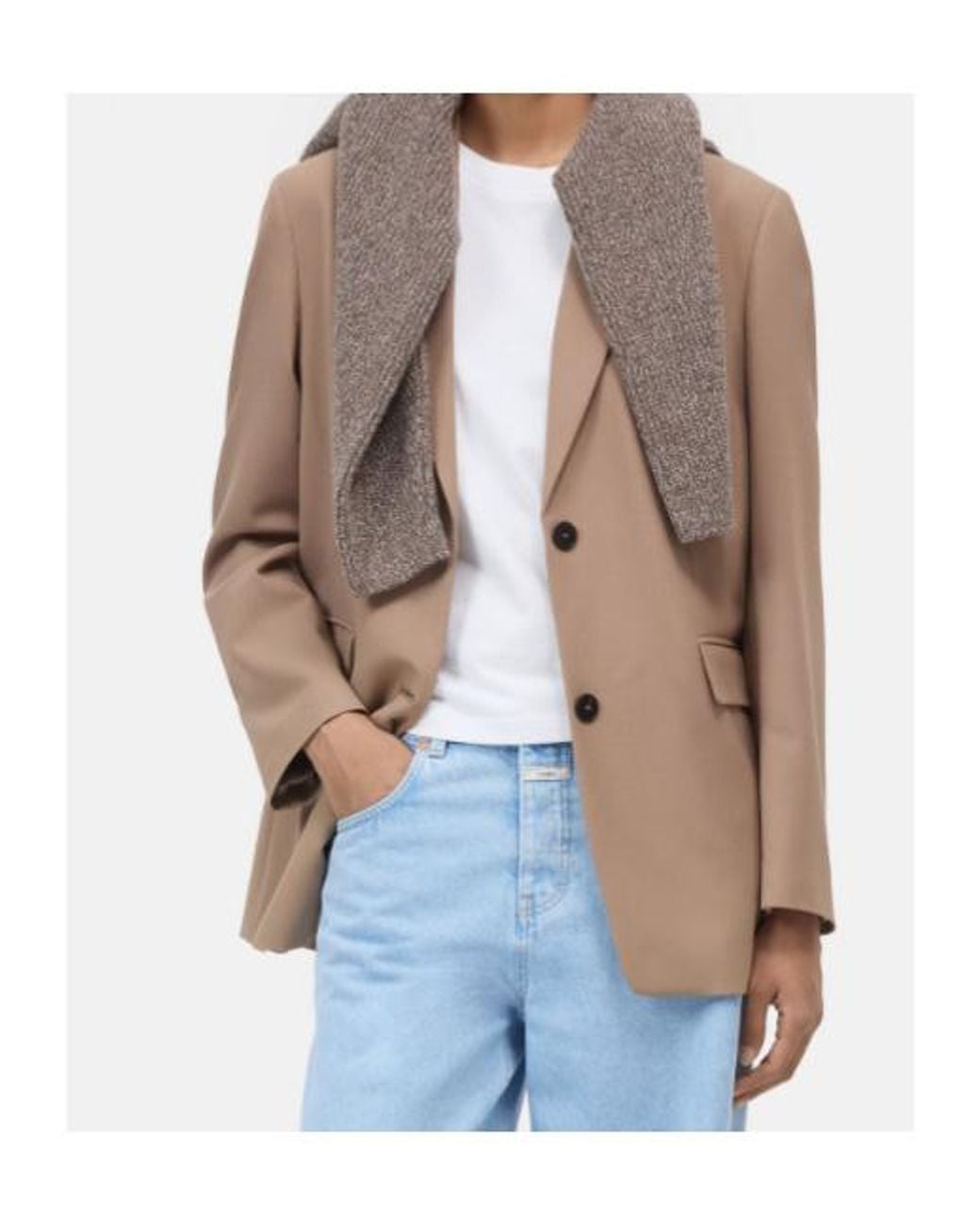 Closed Brown Single-Breasted Notched-Lapels Blazer