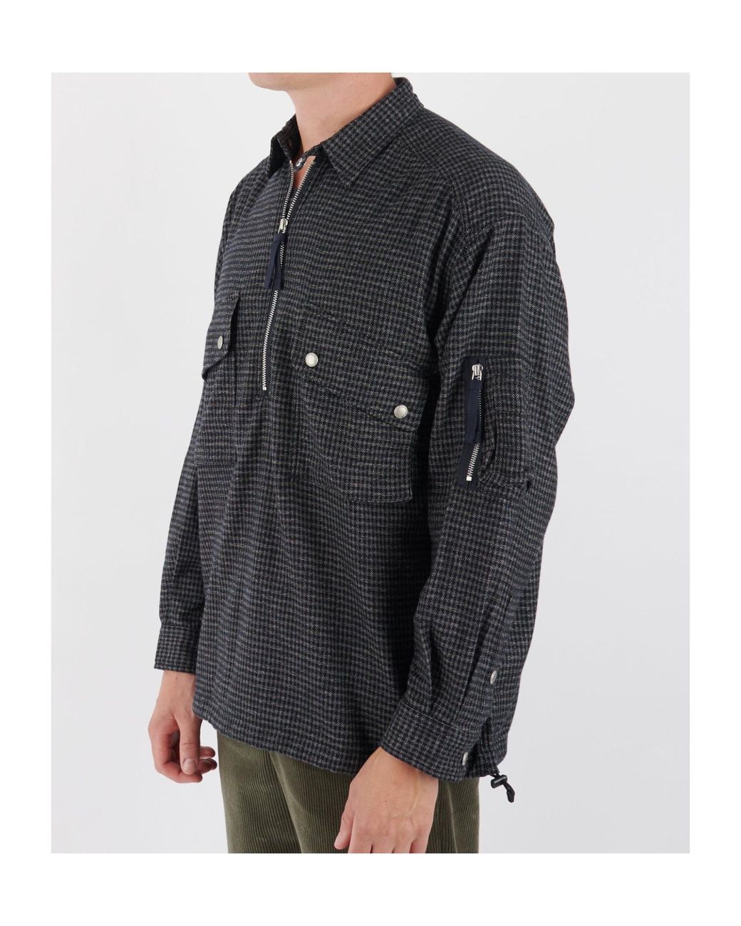 Comme des Garçons Gray Long-Sleeved Plaid Shirt for men