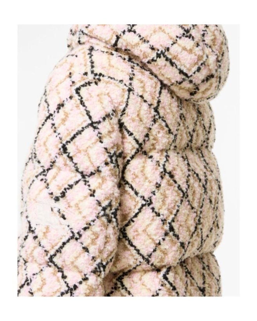 Burberry Natural Check Wool Mohair Blend Auburn Puffer Jacket