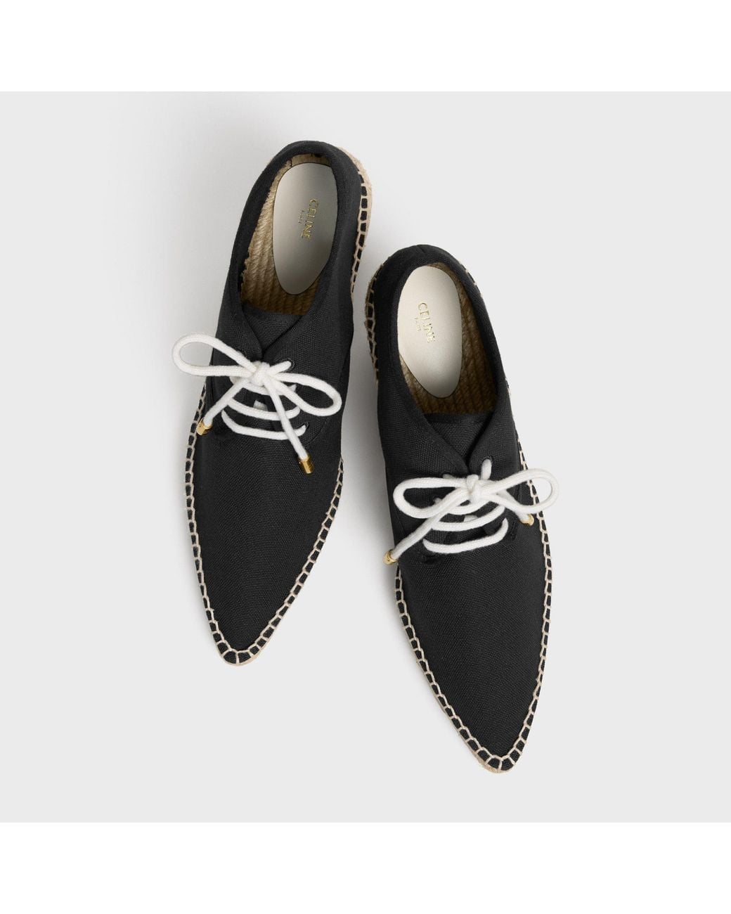 Céline Black Wedge Lace-Up Espadrilles