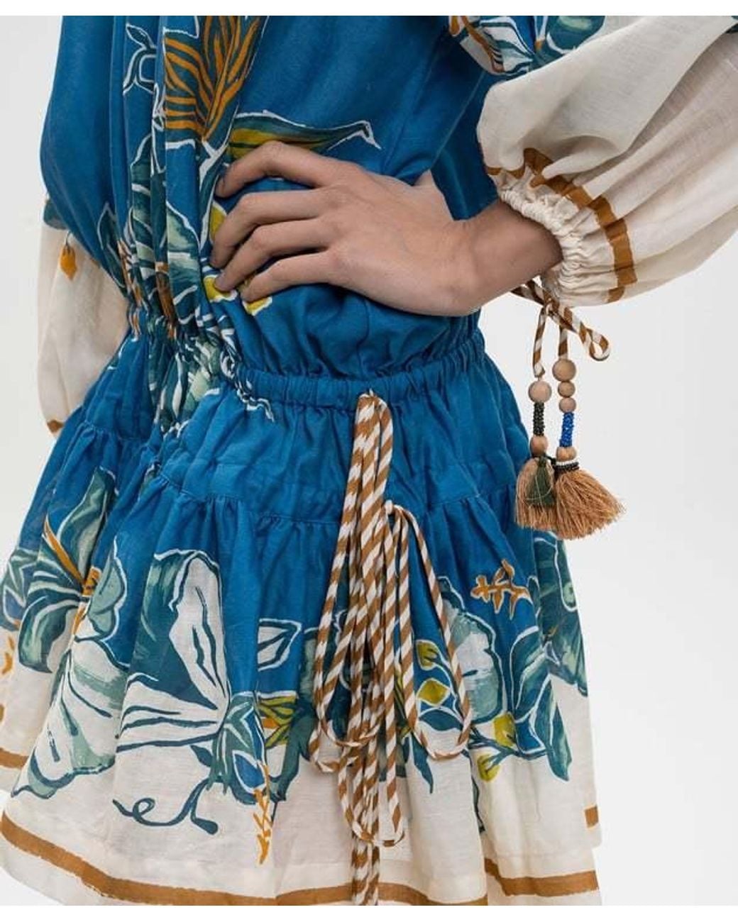 ALÉMAIS Blue Long-Sleeved Dress