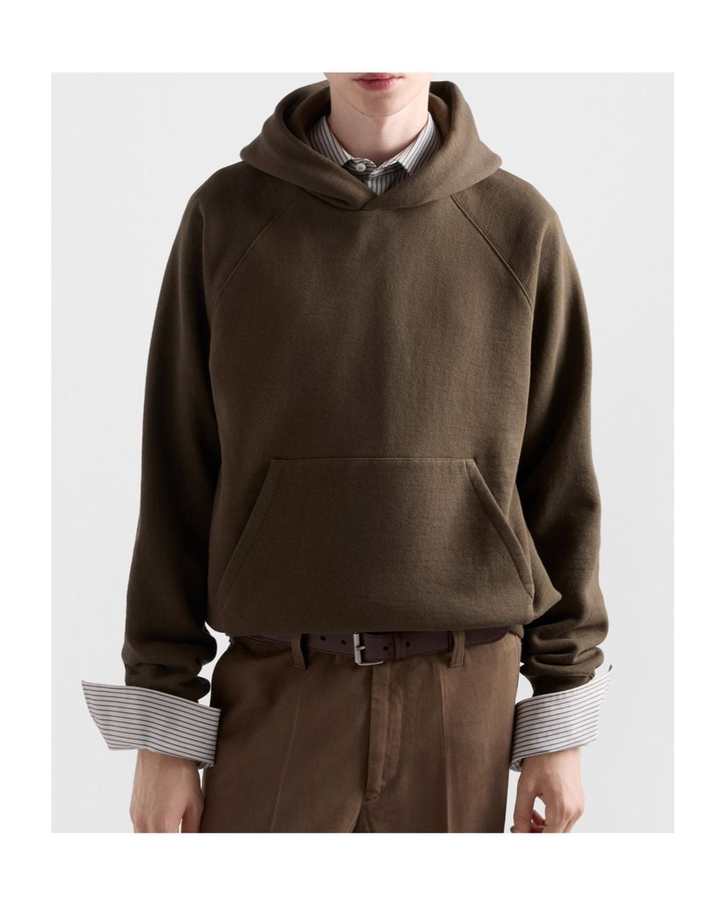 Prada Green Cotton Fleece Hoodie for men