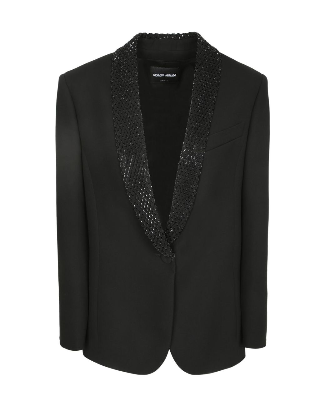 Giorgio Armani Black Embellished Lapel Blazer
