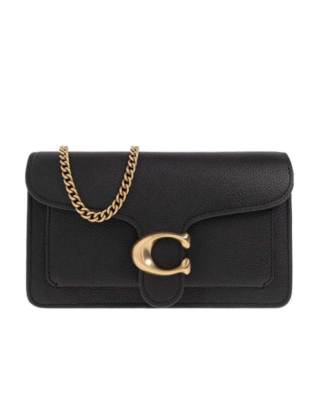 COACH Black Tabby Logo Plaque Chain-Linked Crossbody Bag