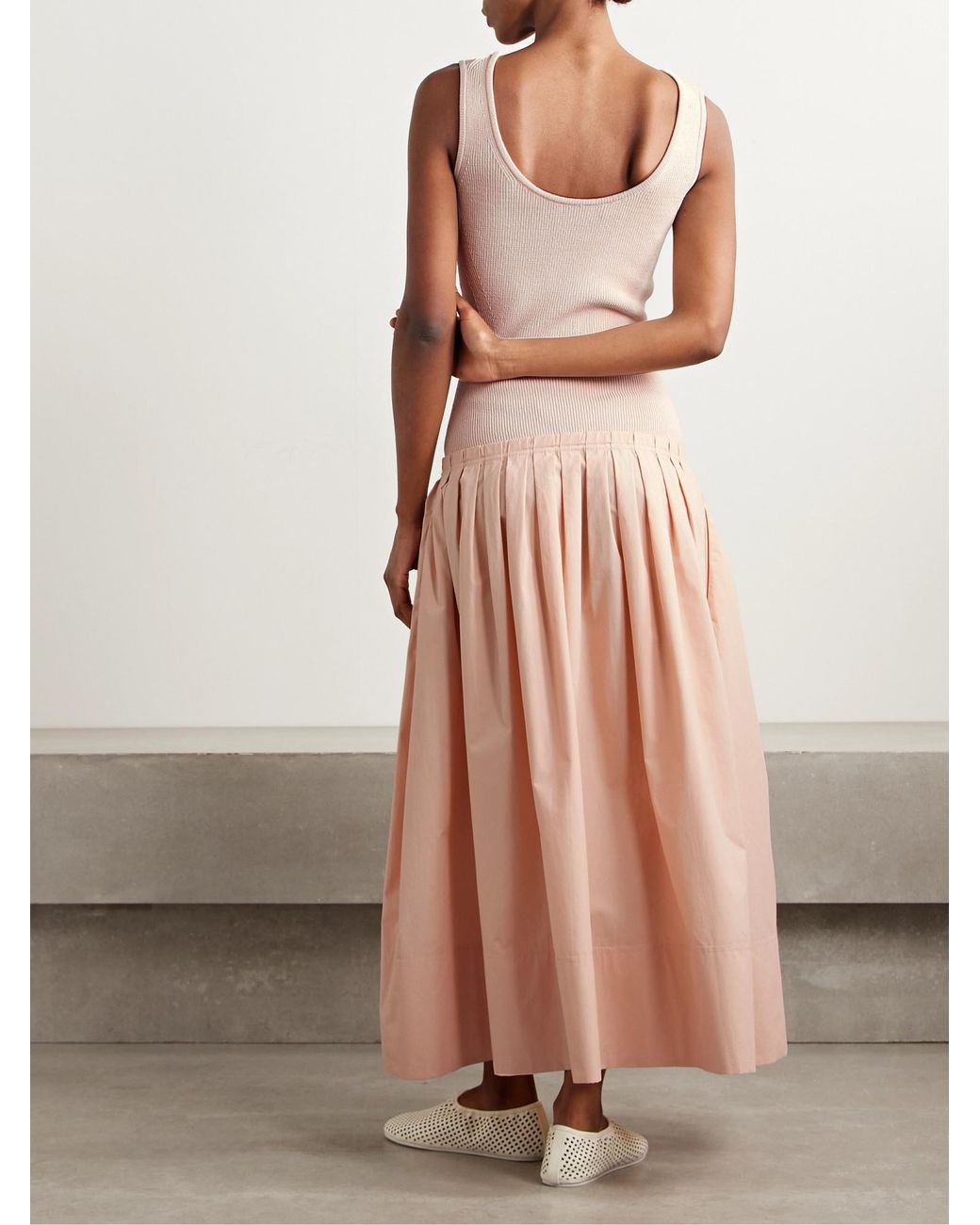 Proenza Schouler Pink Gene Pointelle-Knit Poplin Midi Dress