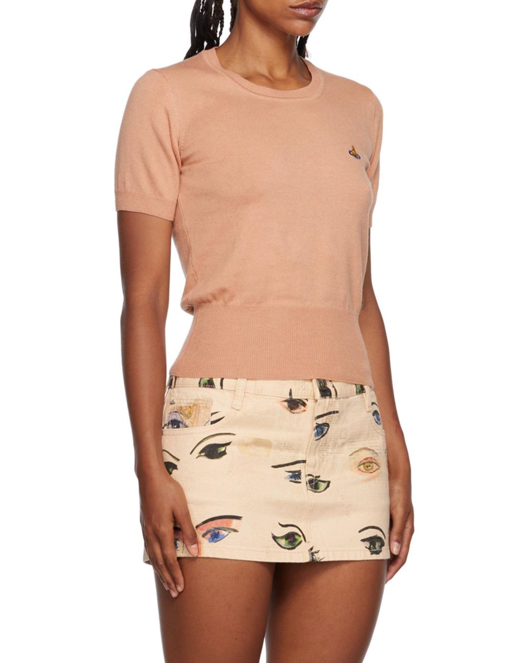 Vivienne Westwood Brown Orb-Embroidered Knitted Top