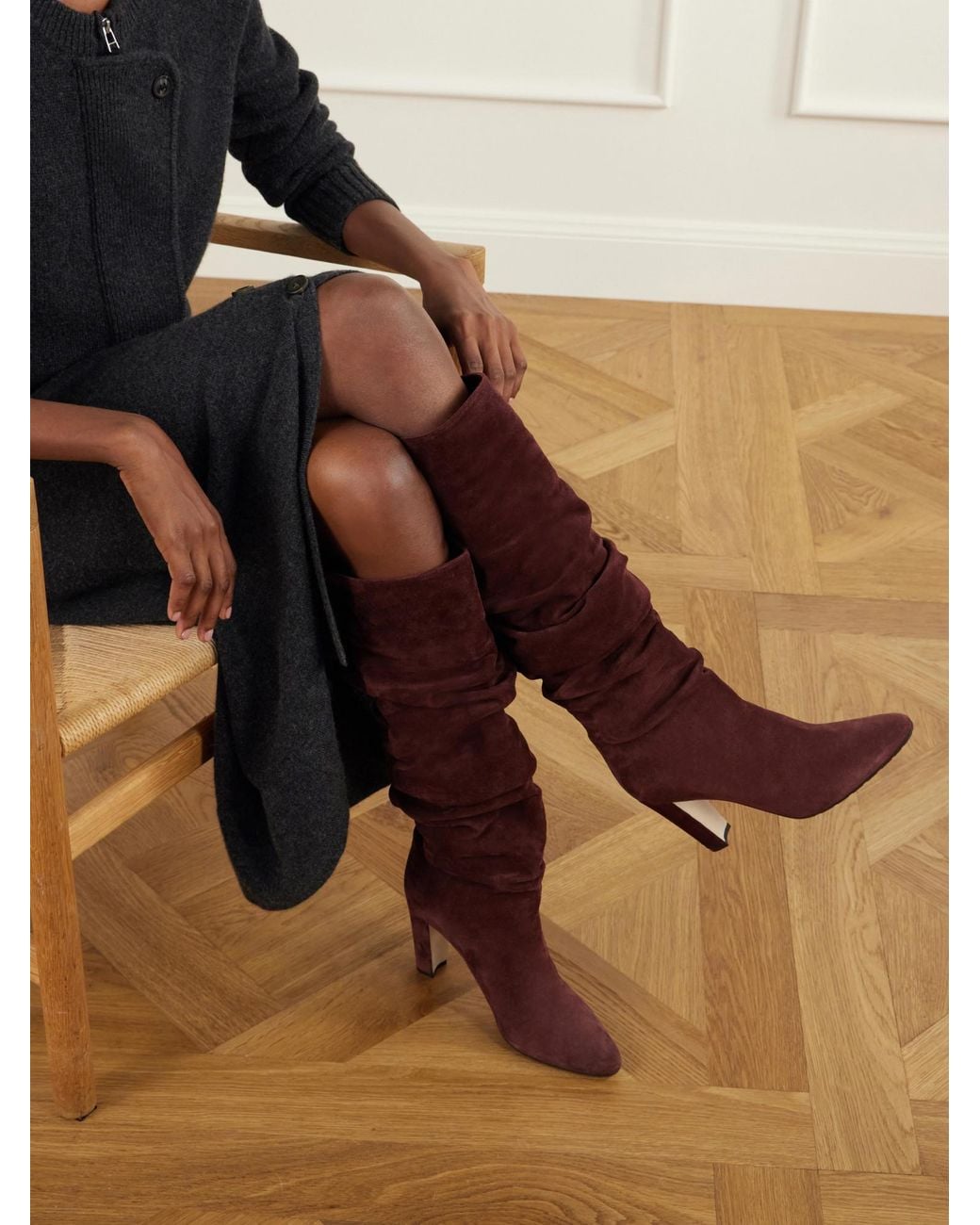 Manolo Blahnik Red Minimalist Leather Ankle Boots