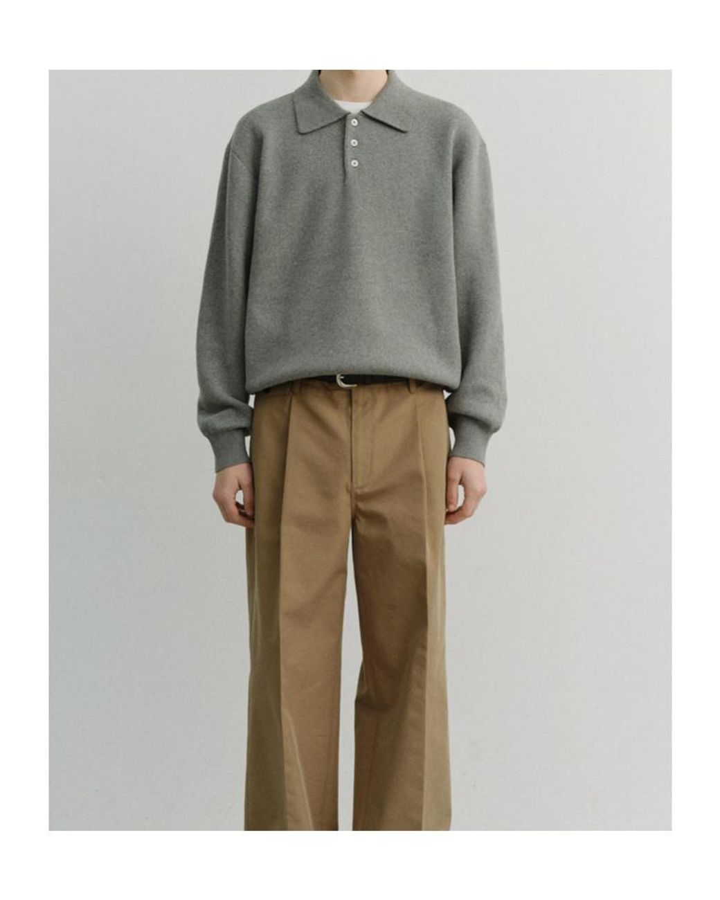 DUNST Gray Long-Sleeved Polo Shirt for men