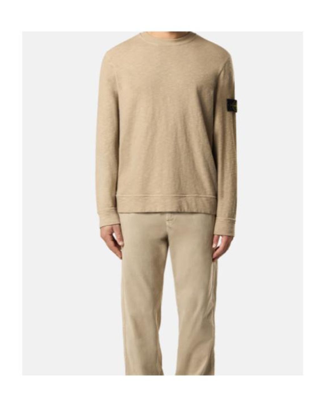 Stone Island Natural Logo Patch Crewneck Sweatshirt for men