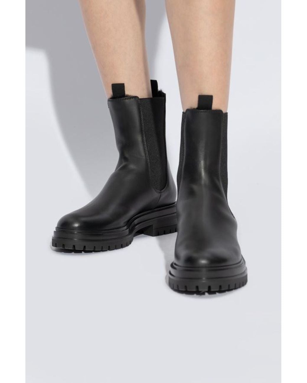 Gianvito Rossi Black Round-Toe Short Boots