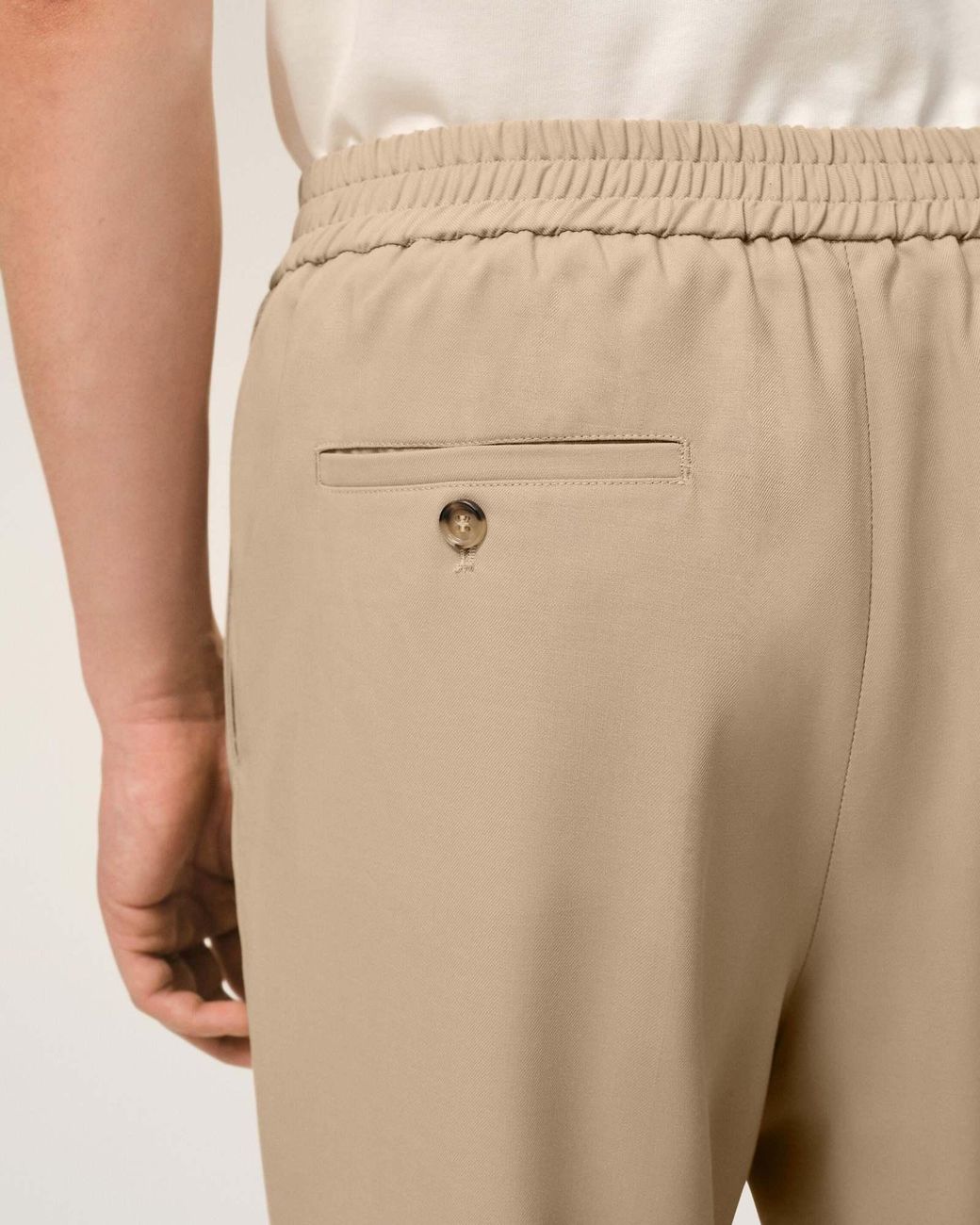 AMI Natural Ami Gabardine Elasticated Waist Trousers for men