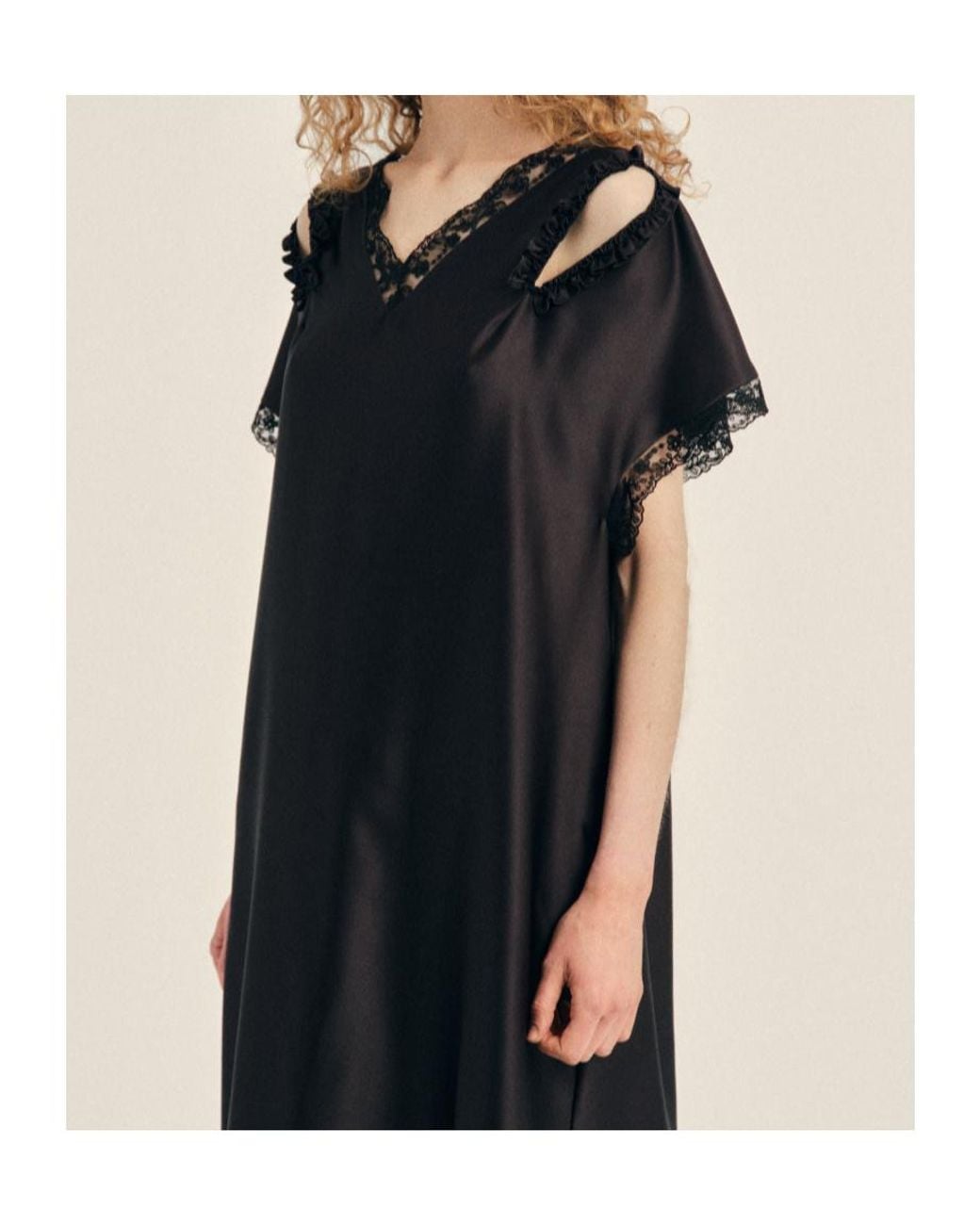 Simone Rocha Black Lace-Trim Cut-Out Midi Dress