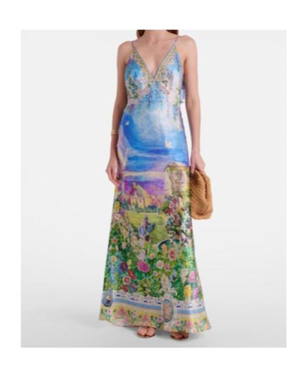 Camilla Blue Printed Silk Slip Dress