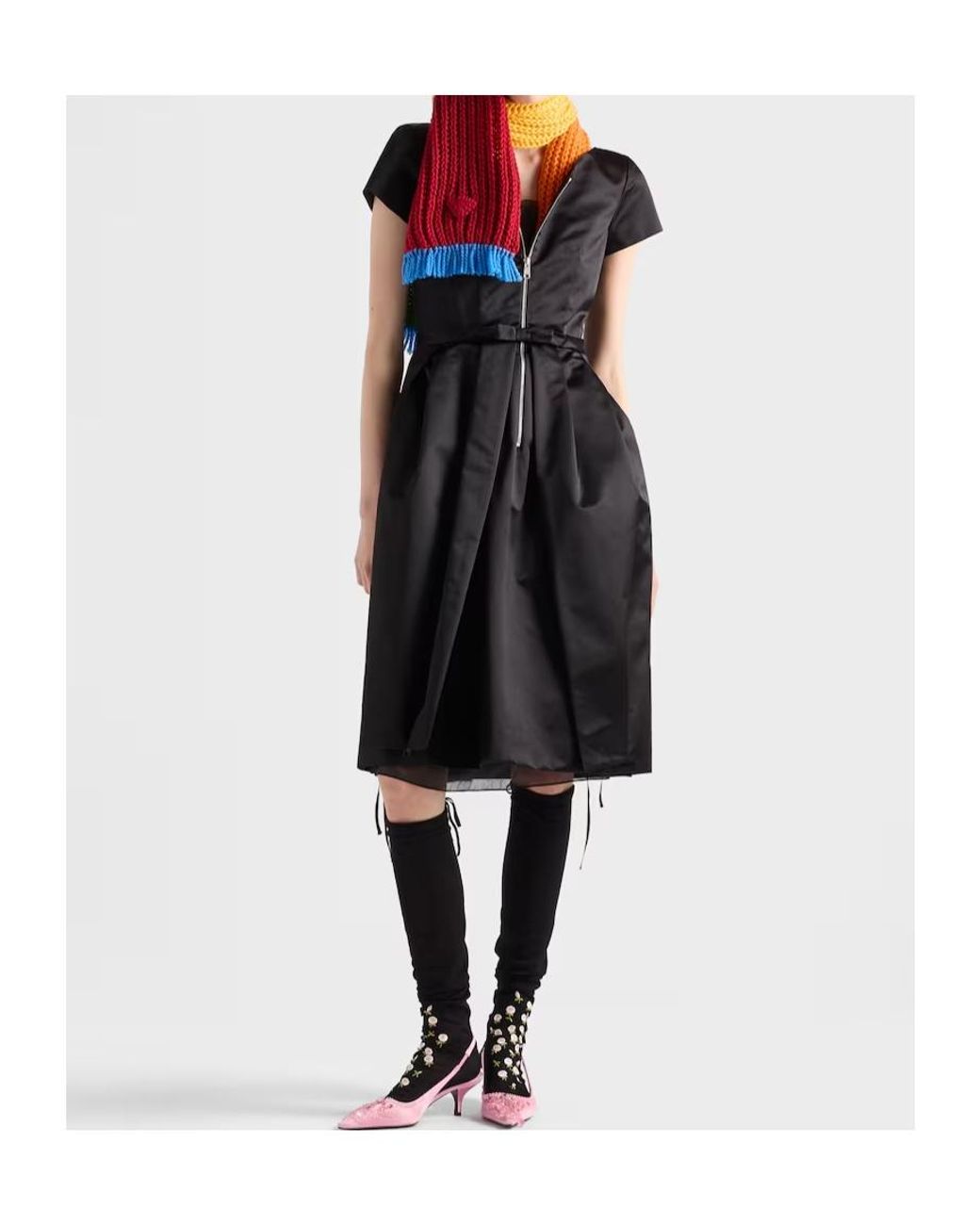 Prada Black V-Neck Short Sleeved Dress