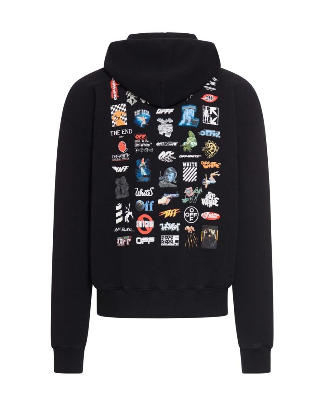 Off-White c/o Virgil Abloh Black Graphic Printed Drawstring Hoodie for men