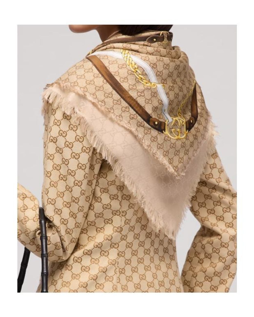 Gucci Natural Shell Gg Jacquard Shawl