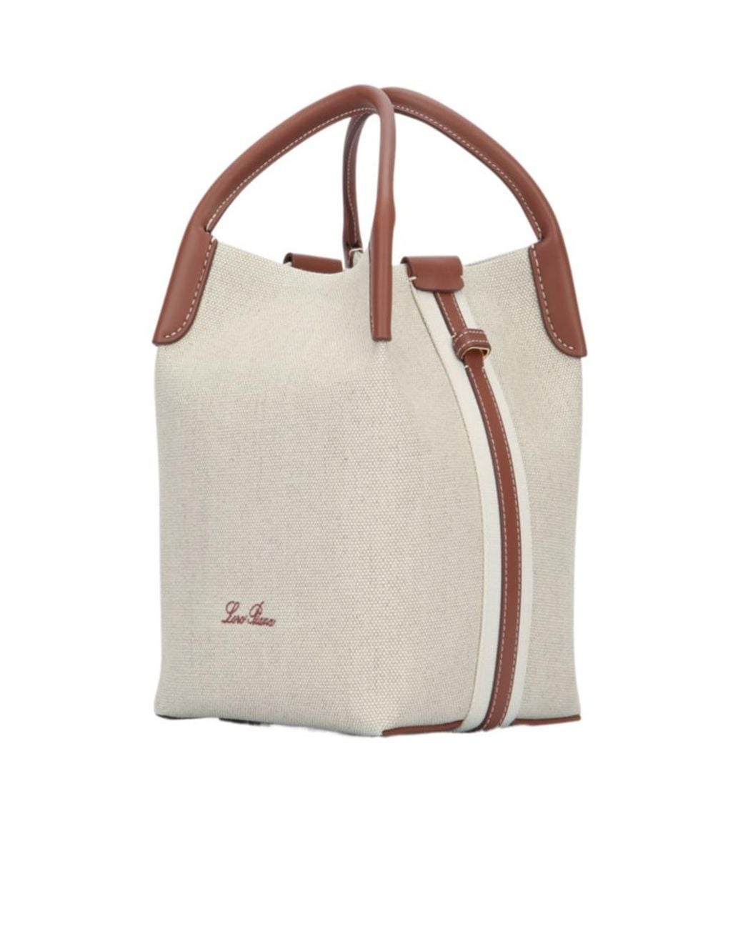 Loro Piana Natural Micro Bale Leather-Trim Tote Bag