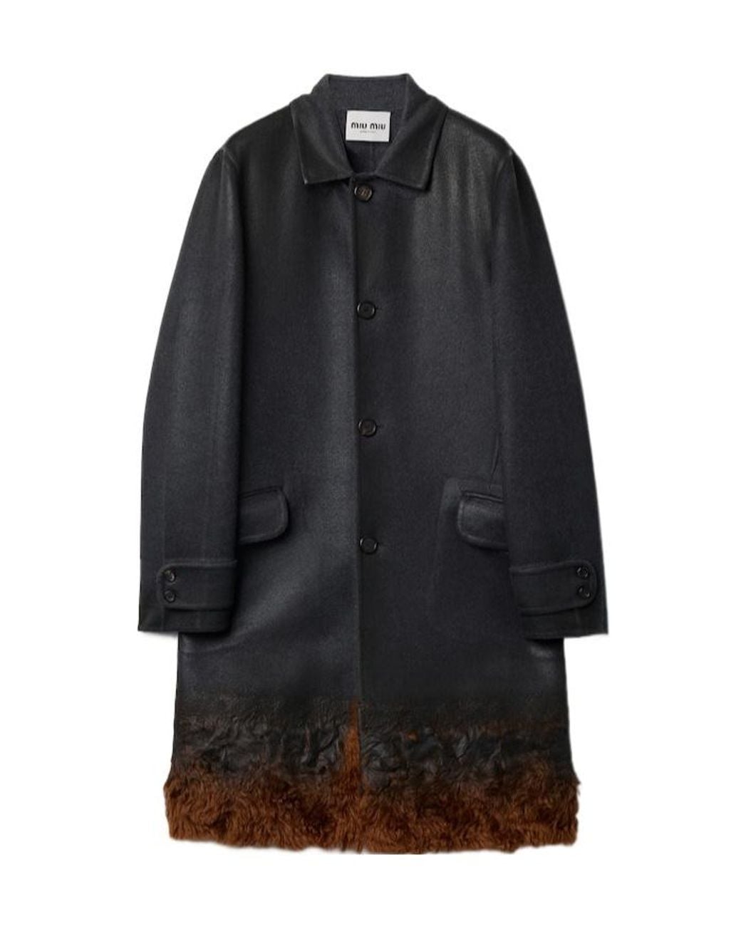 Miu Miu Black Single-Breasted Double Wool And Shearling Coat