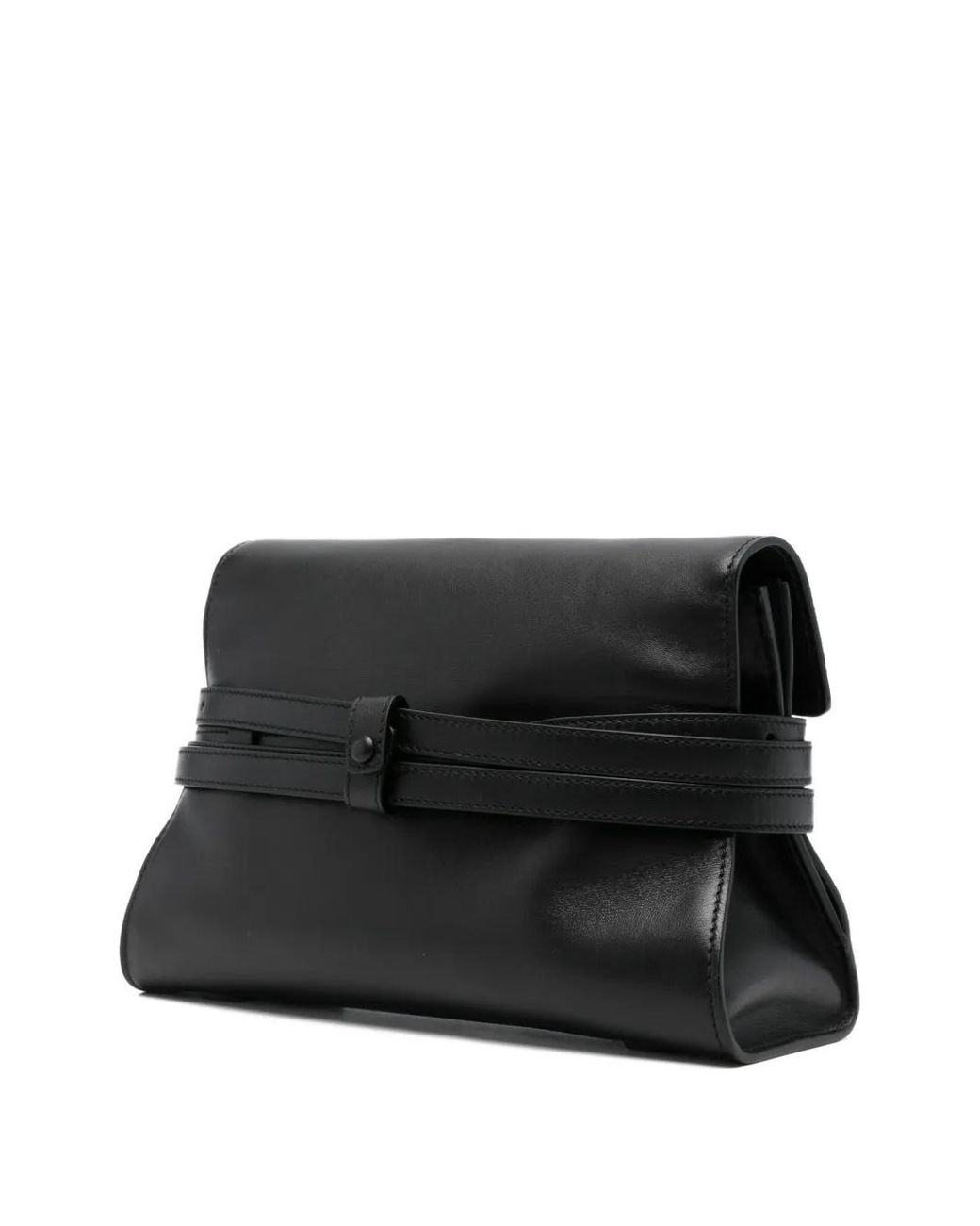 Moschino Black Logo Embossed Buckled Shoulder Bag
