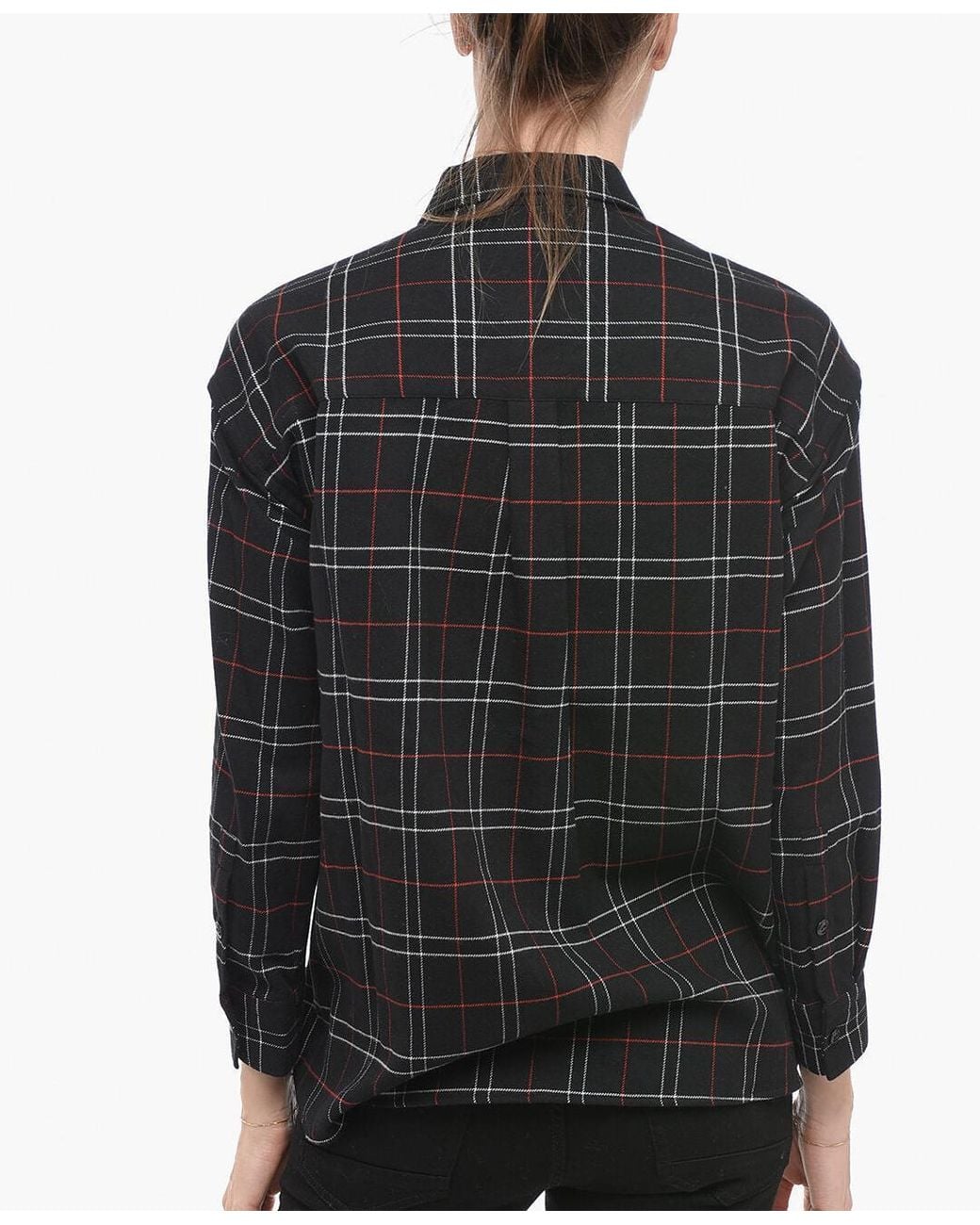 Woolrich Black Tartan-Print Flannel Blouse