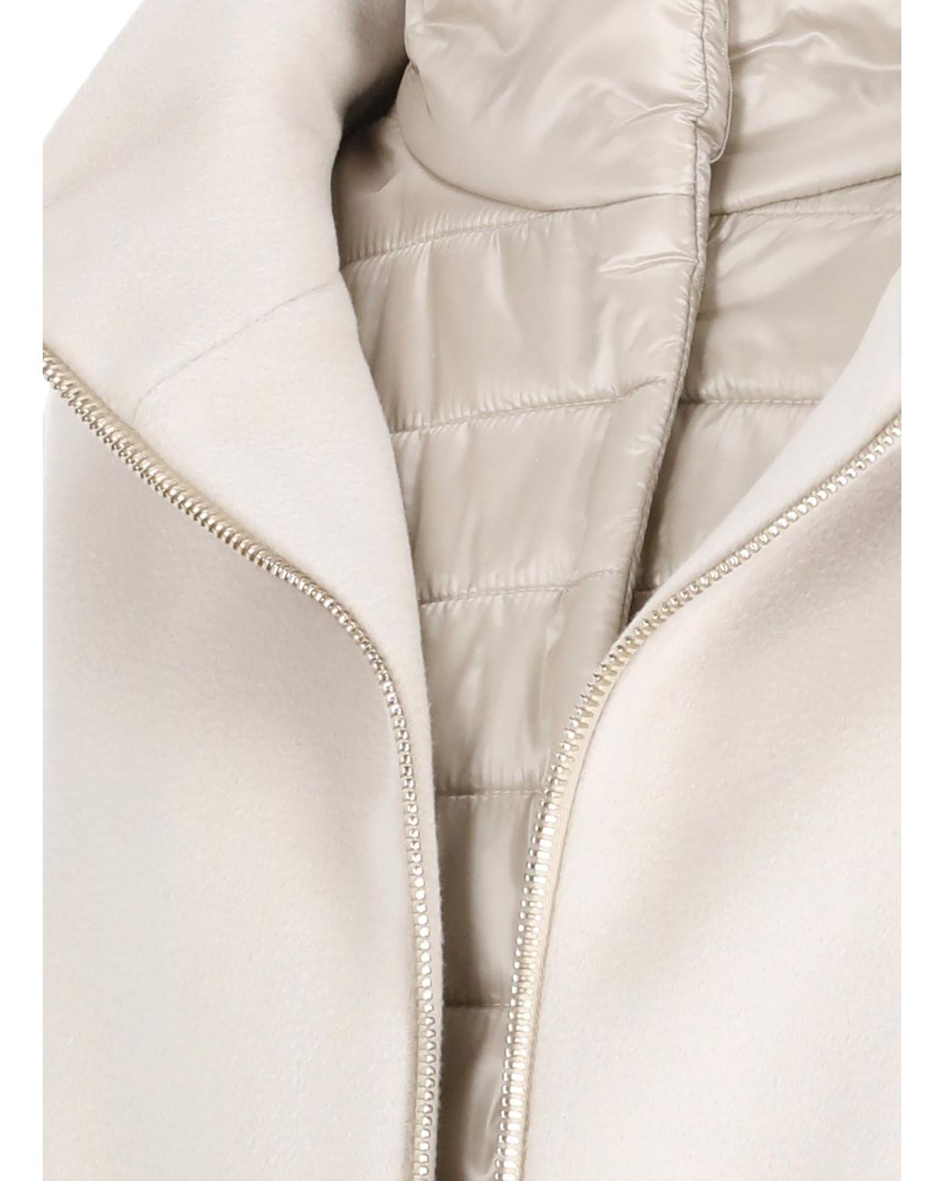 Herno Natural Layered-Sleeved Zip-Up Down Coat
