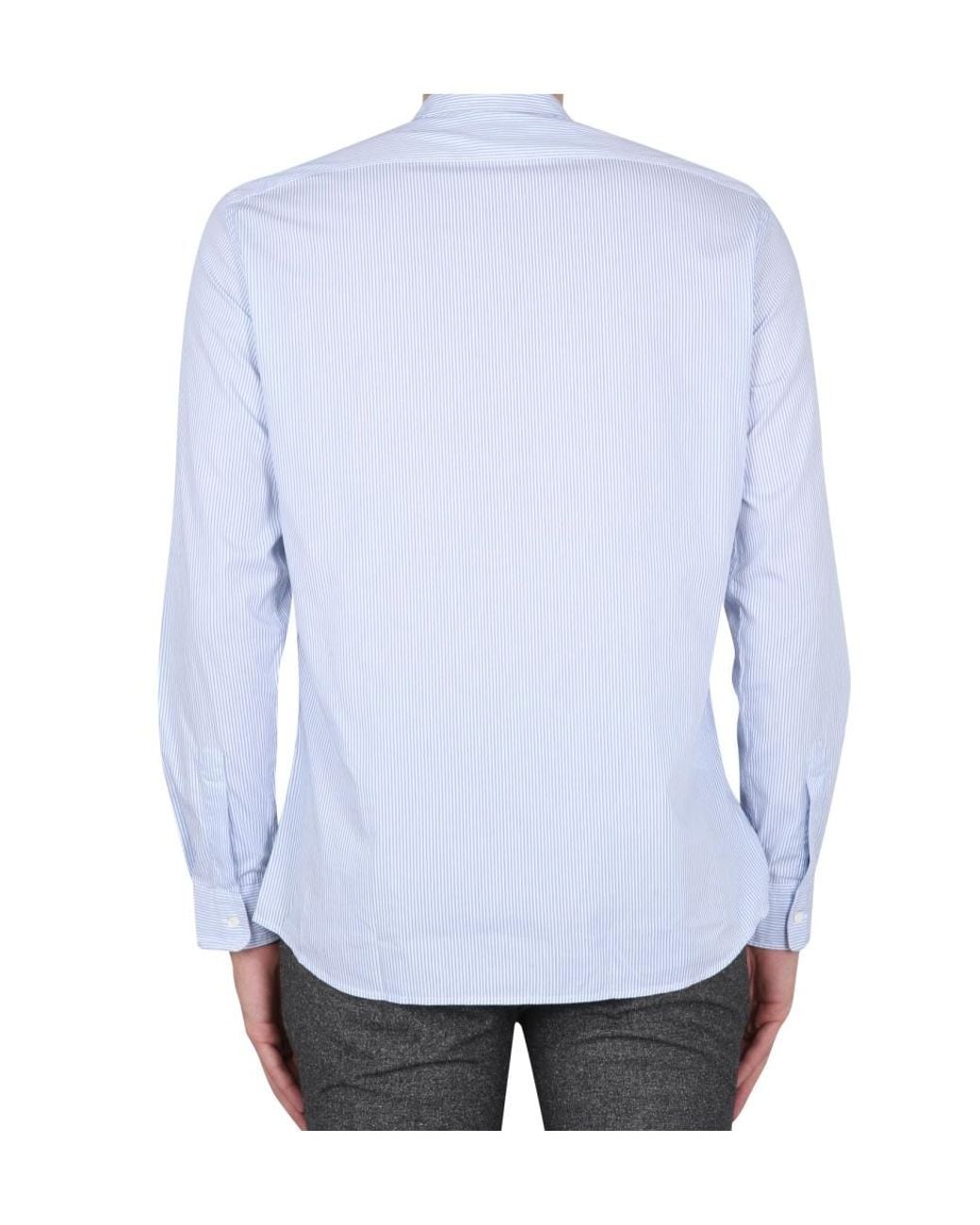Aspesi Blue Striped Buttoned Shirt for men