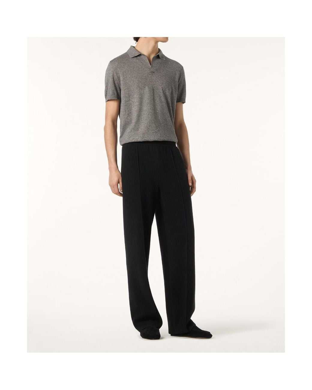 Loro Piana Gray Short-Sleeved Polo Shirt for men