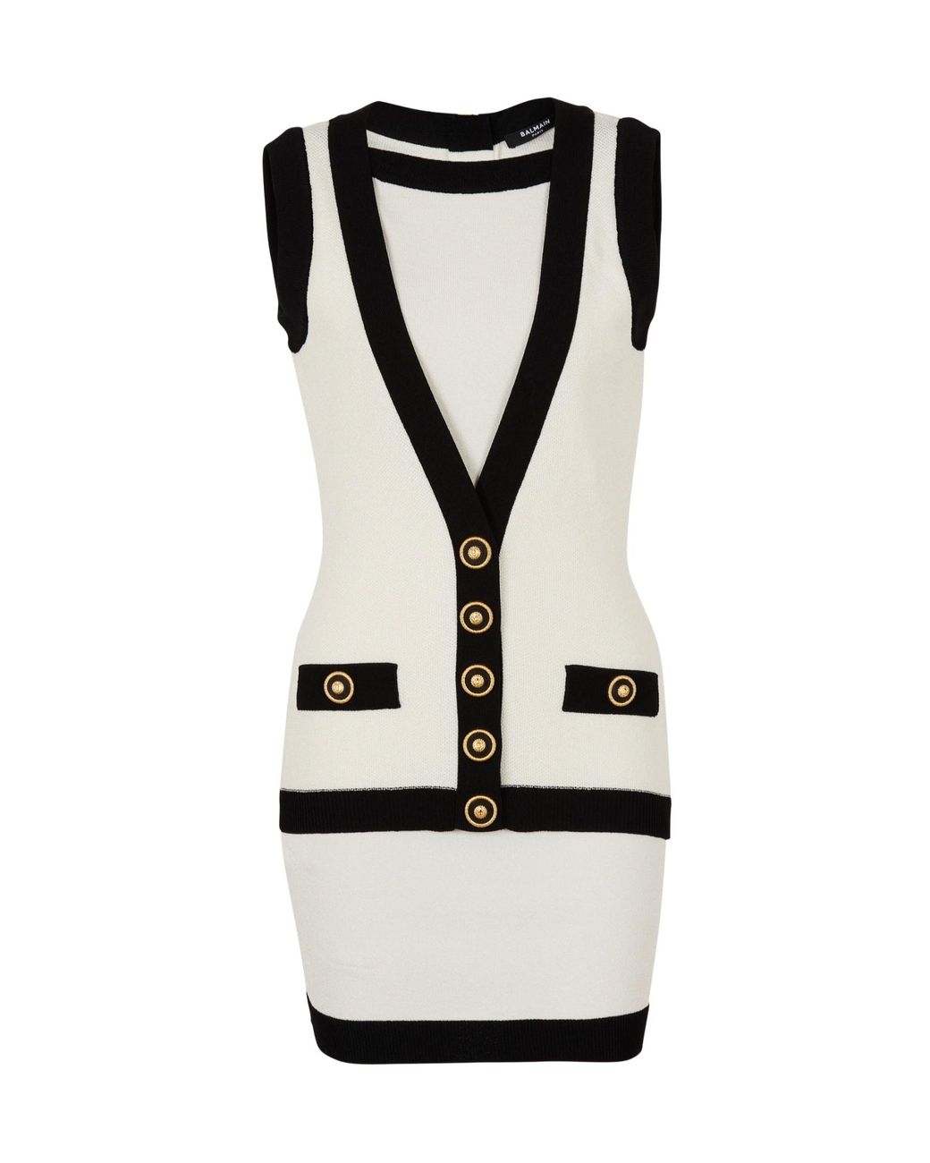 Balmain Black Knitted Waistcoat Mini Dress