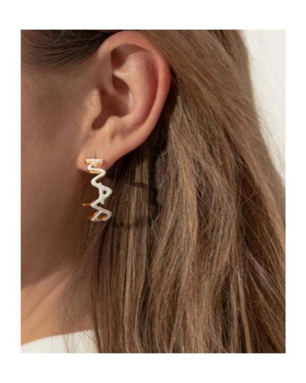 Marni White Zig-Zag Hoop Earrings