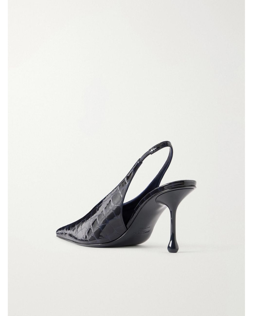 Jimmy Choo Blue Croc-Effect Leather Slingback Pumps