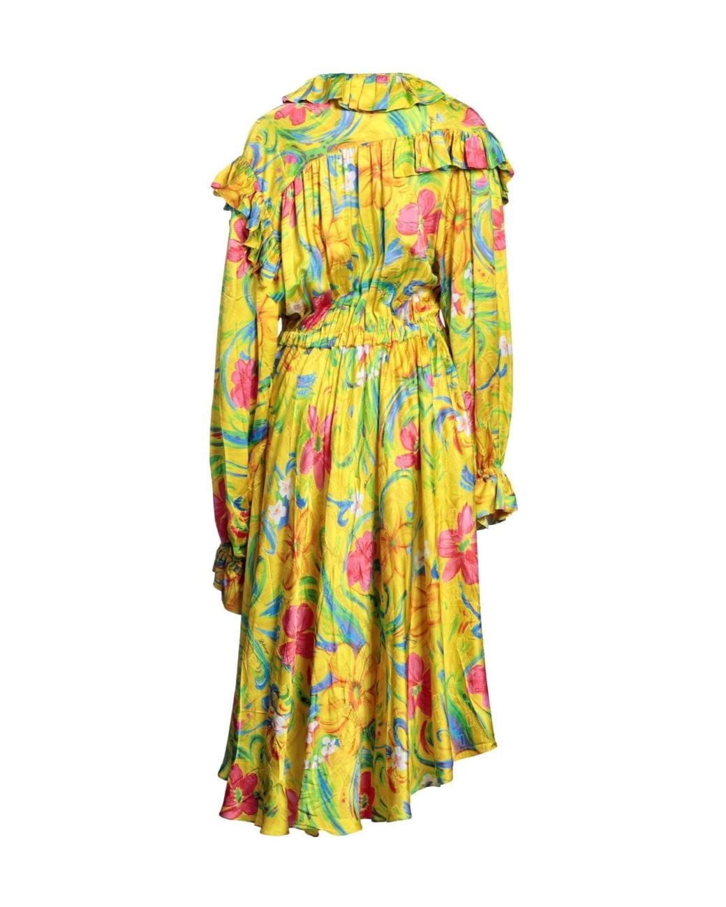Balenciaga Yellow Printed Long Sleeve Dress