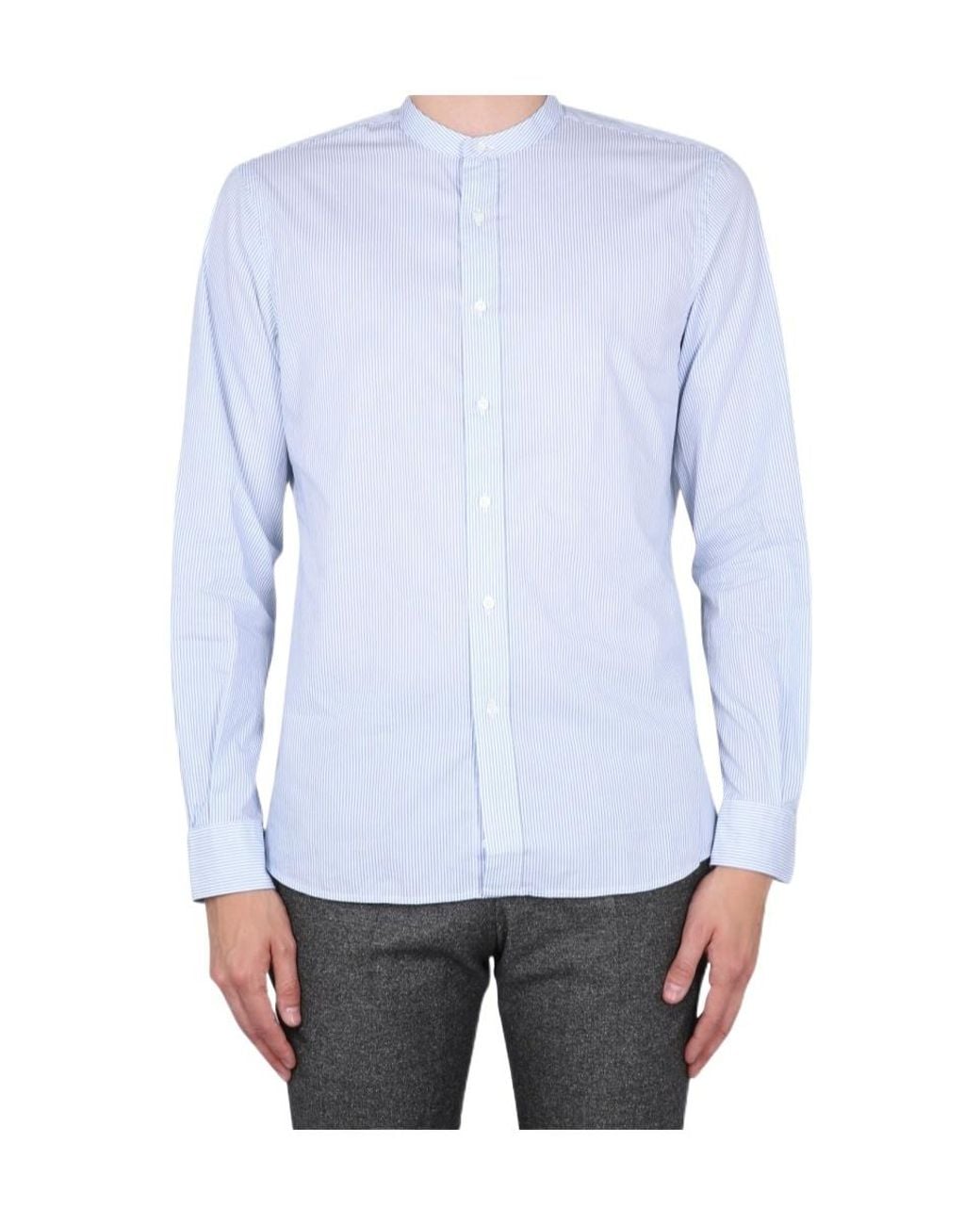 Aspesi Blue Striped Buttoned Shirt for men