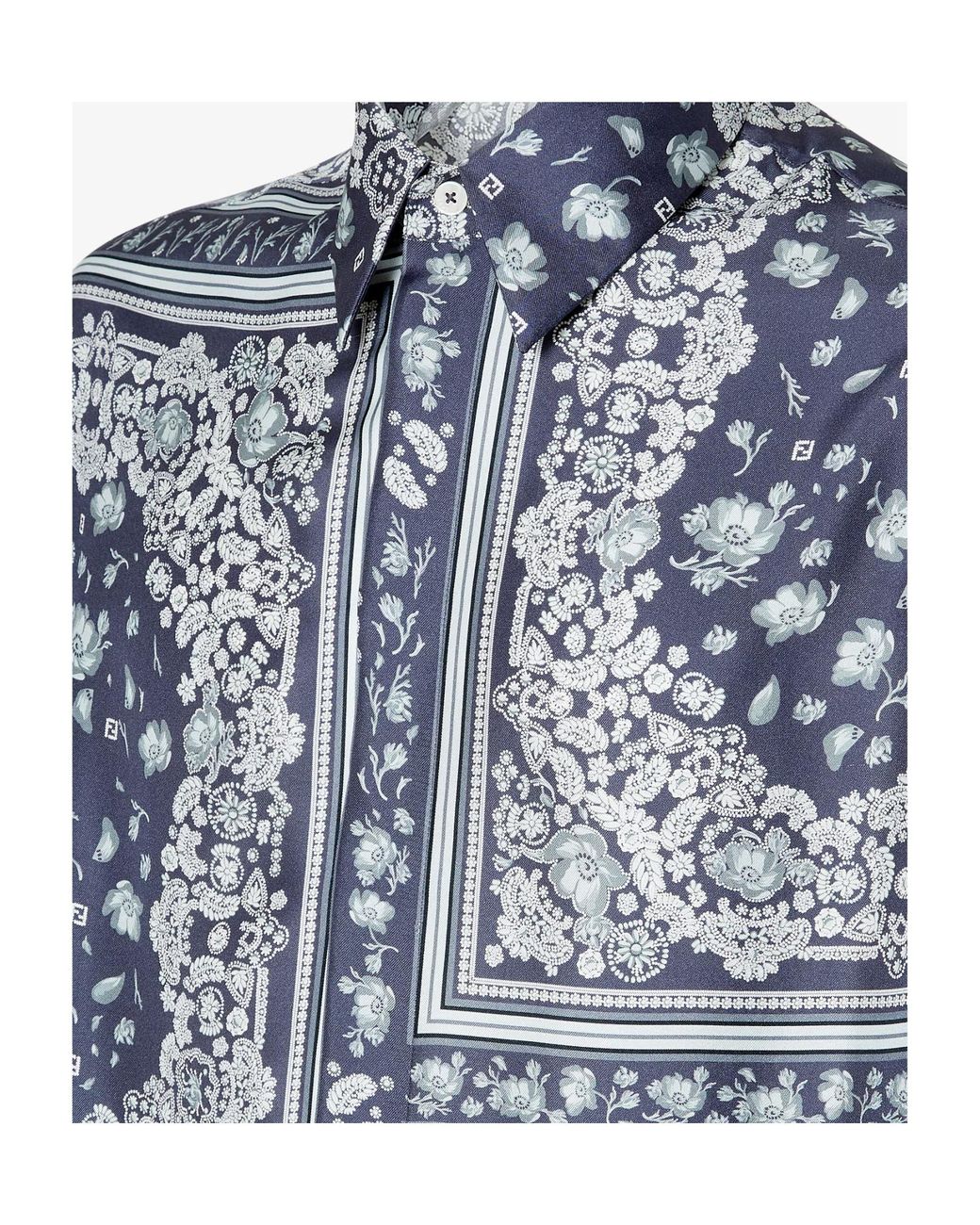 Fendi Blue Bandana Printed Short Sleeved Shirt for men