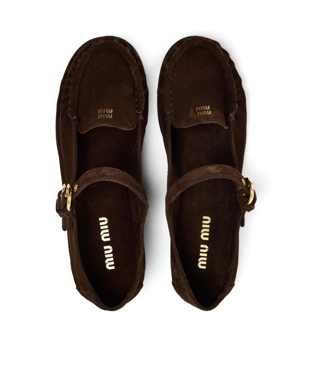 Miu Miu Brown Logo Ballet Shoes