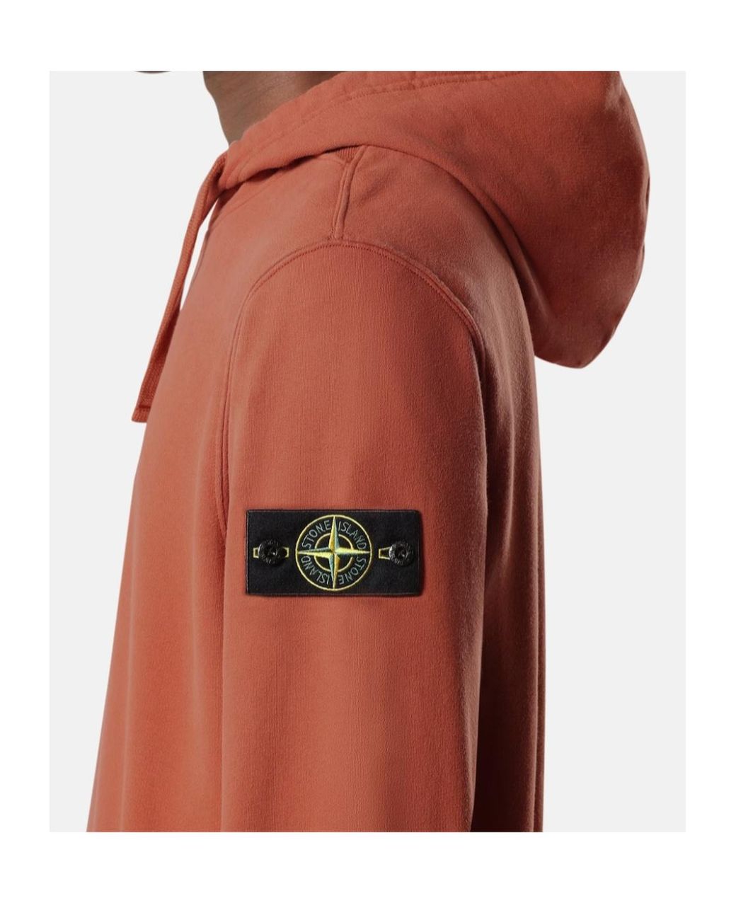 Stone Island Orange Brushed Organic Cotton Hoodie for men