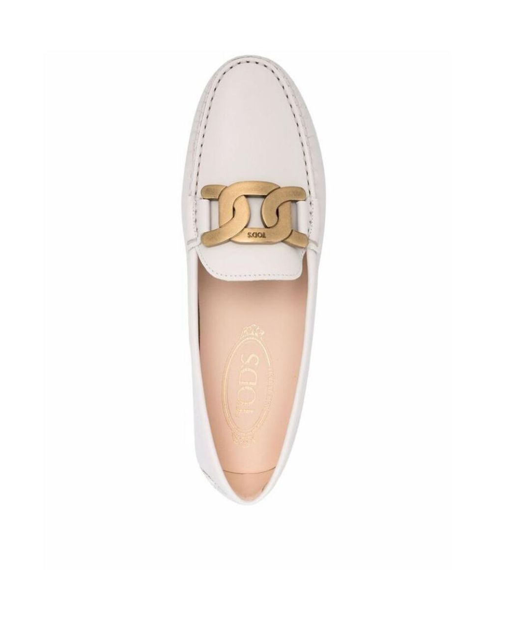 Tod's White Kate Logo Engraved Loafers