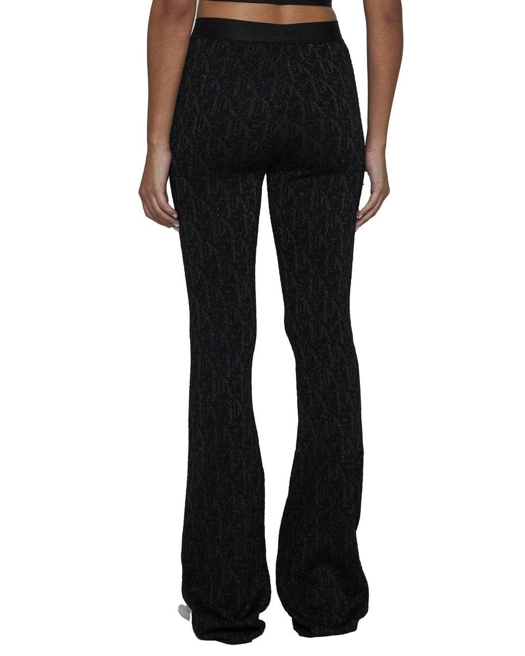 Palm Angels Black Monogram Jacquard Knitted Pants