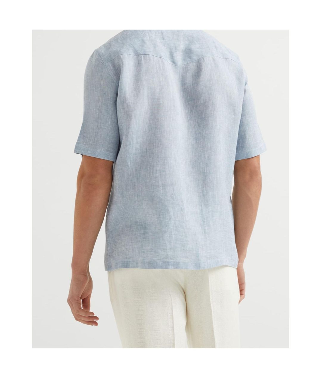 Brunello Cucinelli Blue Short-Sleeved Button-Up Shirt for men