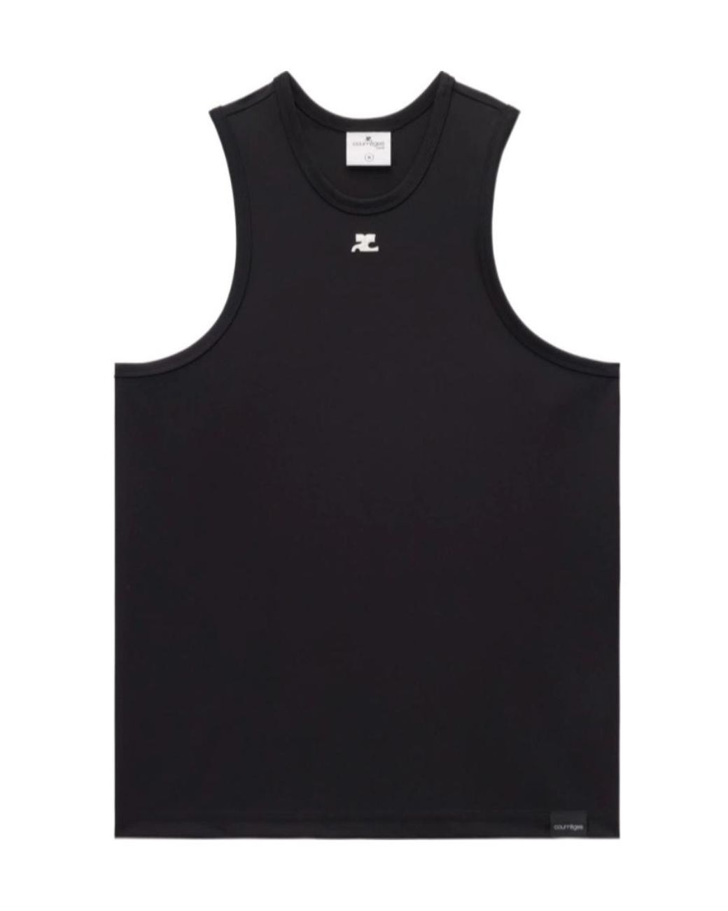 Courreges Black Courrèges Crewneck Straight Hem Tank Top for men
